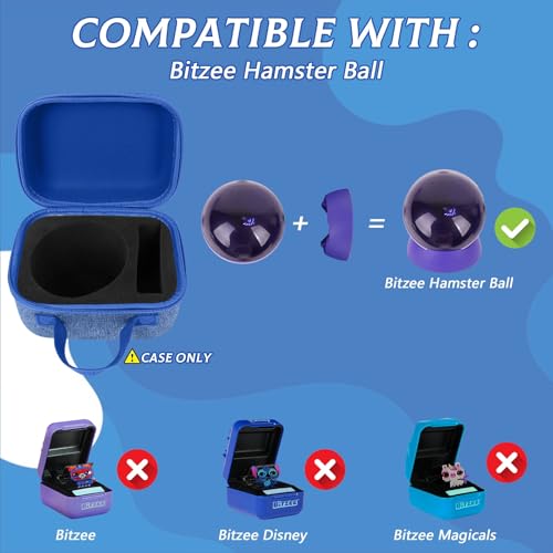 YouKnow Travel Case for Bitzee Hamster Ball Interactive Toy - Shockproof Storage Box with Custom Foam Insert & Carry Handle, Fits Electronic Pet Toy + Dock (Only Case) (Blue) - color: Blue