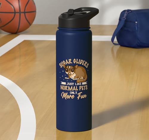 Australia Marsupial Wildlife Animal Lover Sugar Glider Stainless Steel Insulated Water Bottle - color: Navy Blue