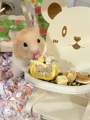 Handmade Wooden Hamster Dining High Chair - Small Animal Cage Accessories Habitat Decor House Photo Props - Small Animal Toys for Mice, Rat, Hedgehog, Rodents (Wood)