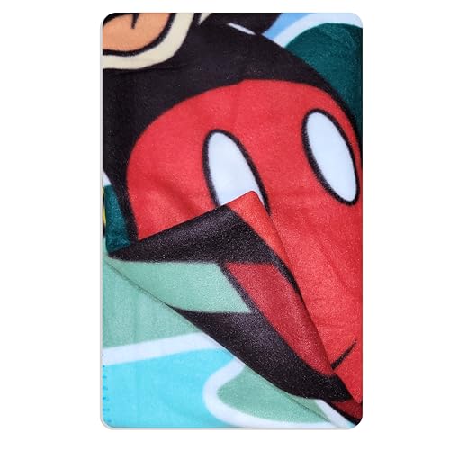 Disney Mickey Mouse BAM with Pink and Blue Comic Figures Fleece Blanket (Blue)
