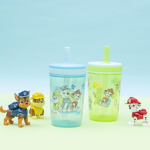 Zak Designs PAW Patrol Kelso Toddler Cups For Travel or At Home, 15oz 2-Pack Durable Plastic Sippy Cups With Leak-Proof Design is Perfect For Kids (Chase, Marshall, Rubble, & More) | BPA Free, Plastic, Sippy Cups, Cup Holder Friendly, Dishwasher Safe, Eas