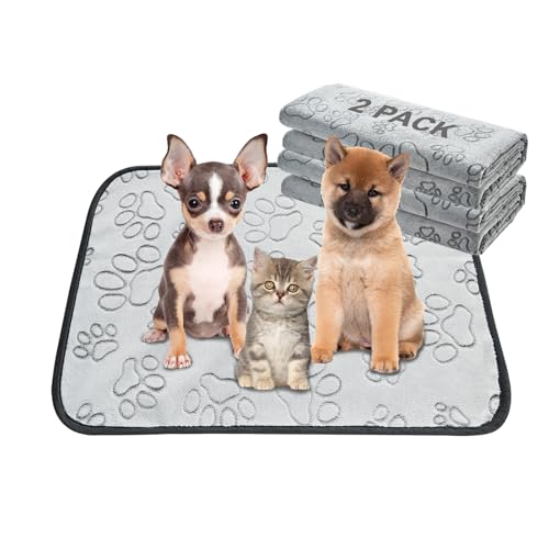 Reusable Puppy Pads, Washable Pee Pads, Leakproof 18"x 24" 2 Pack | High Absorbency Dog Training Pads, Wee Wee Pads With Waterproof Non-Slip Base For Indoor Potty, Crates, Playpen & Senior Dogs - size: 18x24(pack of 2)-Gray