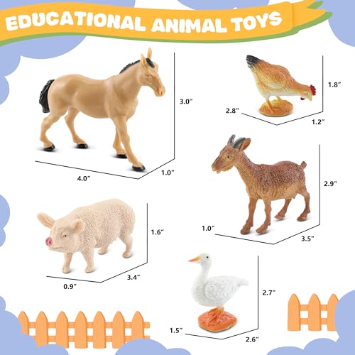 10-Piece Realistic Farm Animal Figures, Educational Toys for Toddlers 3-5 Years Old, Sensory Play & Learning Toys for Preschool Kids, Boys & Girls