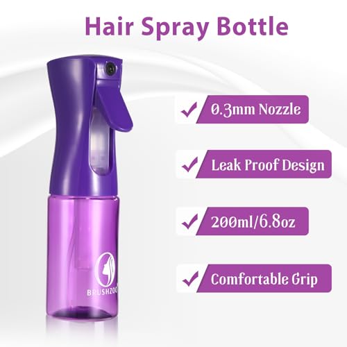 BRUSHZOO Hair Brush Set for Women All Hair Detangling Styling, Purple | Detangler brush,Hair Spray bottle,Teasing brush,Rat tail comb, for wet dry All hair,for women men kid - color: Purpe