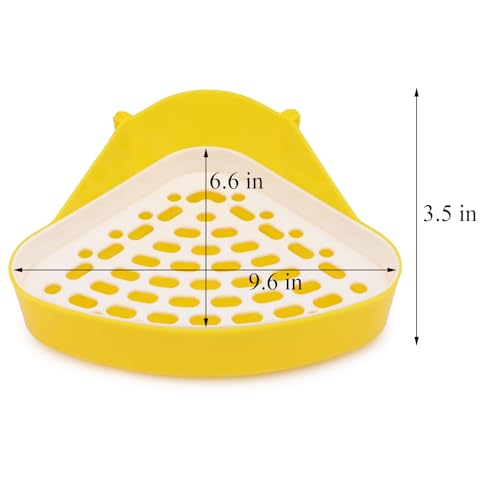 Hypeety Rabbit Litter Box Corner Potty Tray Toilet for Guinea Pig Ferret | Durable, easy-clean plastic, corne design, for rabbit/guinea pig/chinchilla/small pet, include grid to separate waste, yellow - color: Yellow