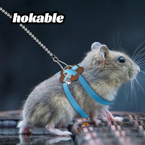 2 Pack Adjustable Hamster Leash Harness for Harness for Ferret Baby Rabbit Hamster Rat Mouse Leash Lead with Bell (Pink - color: Pink