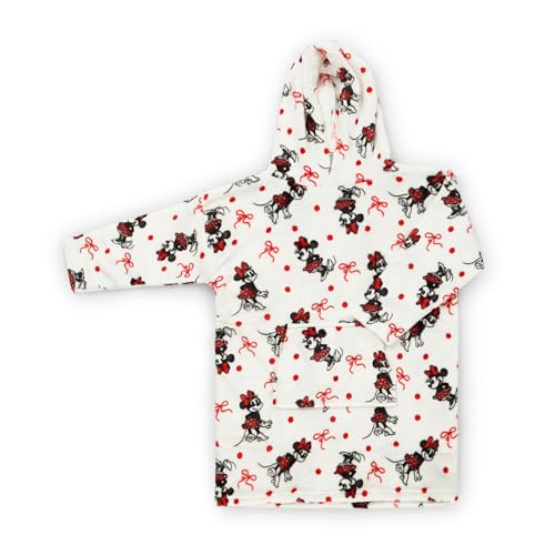 Jay Franco Wearable Throw Blanket – Kids Oversized Plush Hooded Blanket with Pocket, Ultra Soft Cozy Fleece Throw for Lounging, Travel, White - Minnie Mouse, 24x32 - Kid - color: White - Minnie Mouse, size: Kid