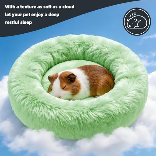 2 Pack 15.7in Plush Warm Pet Bed for Guinea Pigs, Dwarf Rabbits | 15.7×15.7in nest bed with raised anti-slip edges, thick plush winter warm, washable, offers private safe space