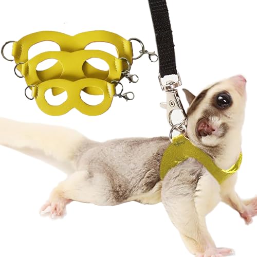 Meow&Woof 3 Pack Sugar Glider Harness and Leash Set Small Animal Training Walking Vest for Squirrel Hamster Rat Yellow - color: Yellow