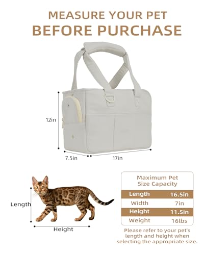 ONECUTE Dog Carrier for Small Dogs Rabbit cat with Large Pockets, Cotton Bag, Dog Carrier Soft Sided, Collapsible Travel Puppy Carrier (Grey, 17" L x 7.5" W x 12" H) - color: Grey, size: 17.0"L x 7.5"W x 12.0"H