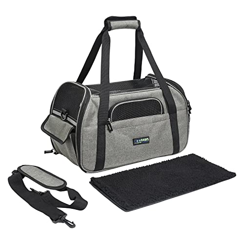 JESPET Soft-Sided Kennel Pet Carrier for Small Dogs, Cats, Puppy, Airline Approved Cat Carriers Dog Carrier Collapsible, Travel Handbag & Car Seat - color: Grey, size: 17.0"L x 9.0"W x 11.5"H