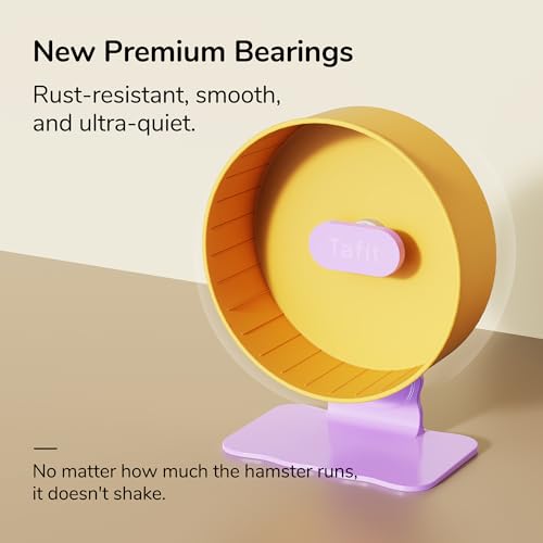 Silent Hamster Wheel 8.7 Inch Dual-Bearings Small Animals Quiet Running Exercise Wheels, Height Adjustable for Dwarf Hamsters, Gerbils, Mice, Hedgehog, or Other Small Pets,Passionfruit Yellow - color: Passionfruit Yellow, size: 8.7inch