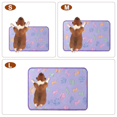 1 Pack 3 Blankets for Dog Puppy Cat (Small 23x16'', Purple, Pink, Brown) | Super Soft Fluffy Premium Fleece Pet Blanket Flannel Paw Printed Throw - color: Purple, Pink, Brown, size: 23x16 inch(Pack of 3)