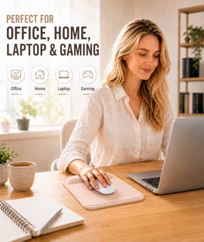 Ergonomic Mouse Pad with Wrist Rest, Gel Mousepad with Soft Wrist Support, Non-Slip PU Base, Smooth Surface Mouse Pad for Wrist Pain Relief, Computer Laptop Office Home & Gaming (Nude Apricot) - color: Nude Apricot