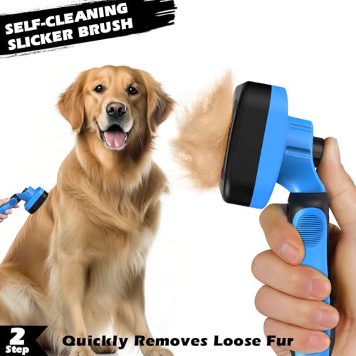 Professional 7 in 1 Pet Grooming kit I Dog Brush & Cat Brush I Dog&Cat Comb I Dog&Cat Nail Clipper/Trimmers with Nail File I Dog Bath Brush I Dog&Cat Flea Comb I Pet Supplies(Deep Blue) - color: Deep Blue