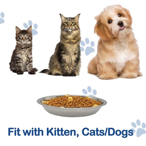 kathson 8 Pcs Stainless Steel Cat Food Bowls, Replacement Whisker Relief Cat Metal Dishes, Shallow Wide Cat&Dog Food and Water Bowl Suitable for Pet Feeding Stand, Dishwasher Safe (7.88 Inch Dia.) - size: 7.88 Inch Dia.
