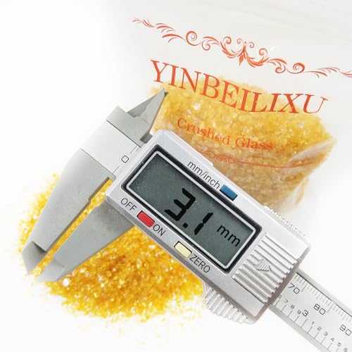 Crushed Glass Glitter, Broken Stones Shattered Glass Chips for Resin Art Crafts, Epoxy Resin Supplies, Geod Painting, DIY Art Projects, Jewelry Making, 2-4mm, 200g/7oz (Gold Yellow) - color: Gold Yellow