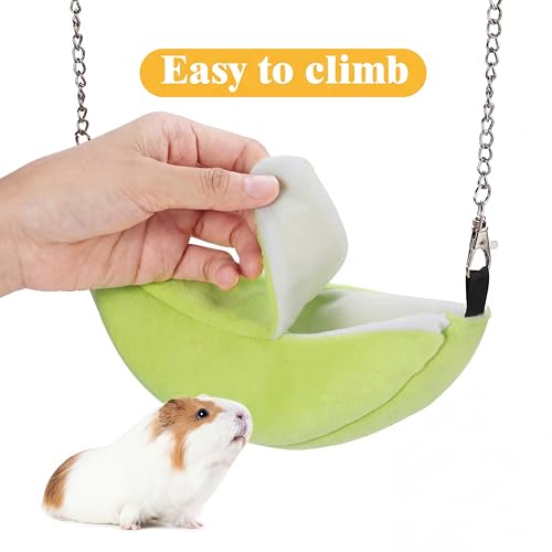 Jetec 2 Pcs Hamster Hammock Soft Bed Small Pet Animals Hamster Hanging House Cage Nest for Guinea Pig Rat Chinchilla Sleep and Play, Banana and Pineapple (Green) - color: Green