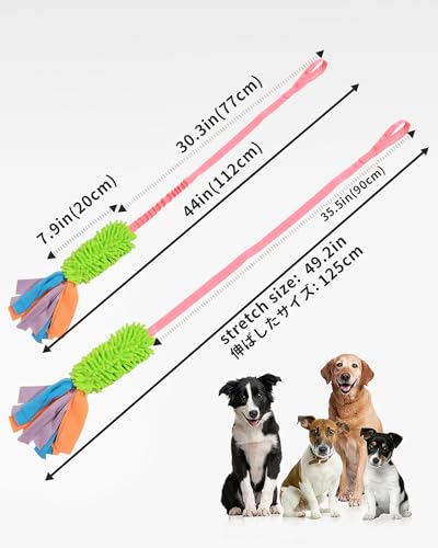 SCHITEC Tug Toy for Dogs, Bungee Tug of War Rope Toys with Squeaky Sound for Small Medium Large Dog, Puppy Training Pull Toy for Exercise & Interactive Play Games - style: Chenille+Long Handle
