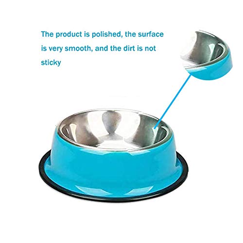 YUDANSI Stainless Steel Shallow Cat Bowls 3 Pack, Puppy Small Dogs Feeder for Food Water, Lightweight Small Pet Dish Set Multi-color for Wet Food Kibble Treats, Non Slip Anti Overturning Feeding Plate - color: 5.9in