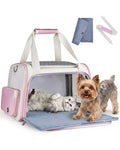 Homespon 34.5L Soft-Sided Cat Dog Carrier, Airline Approved Pet Bag | Collapsible Travel Bag with Removable Bed for Small Dogs & Cats - color: Pink