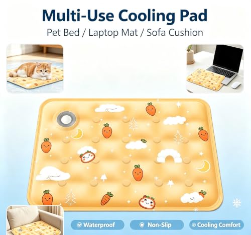 Water-Fillable Pet Cooling Mat, Pressure Activated Gel Cooling Pad for Dogs & Cats, Durable & Scratch Resistant, Perfect for Hot Weather to Prevent Overheating (88, Yellow Carrot, 23.6 * 35.4) - color: yellow carrot, size: 23.6*35.4