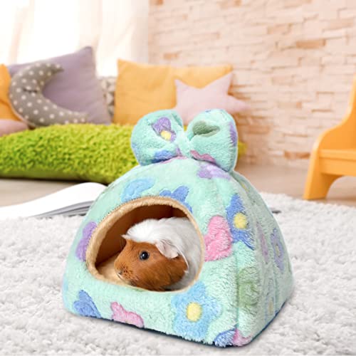 Guinea Pig Hideout House, Cozy Chinchilla Bed, Washable | Cute Habitat Cage Accessory, Warm Hideaway for Small Pets Ferrets Hedgehogs - color: Green