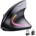 JYKEYMOUT Bluetooth+USB A+USB C(3 in 1)Rechargeable Ergonomic Mouse, Wireless Vertical Design, 5 Adjustable Levels Up to 4800 DPI, 2.4G Carpal Tunnel Silent Mice for PC,Laptop,MacBook,Chromebook-Black - style: DPI-4800