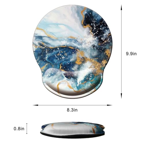 Mouse Pad with Wrist Support, Ergonomic Mouse Pad with Memory Foam Wrist Rest Cushion, Non-Slip Rubber Base Gaming Mice Pad for Home Office Computer Laptop, Green Golden Marble - color: Green golden marble
