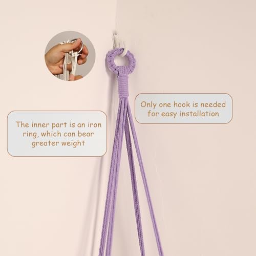 Stuffed Animal Storage Hammock Corner Hanging Net Stuffy Animal Hammock Macrame Toy Display Plush Toy Holder for Kid Bedroom Decor Boho Nursery Playroom Organizer (Purple) - color: Purple