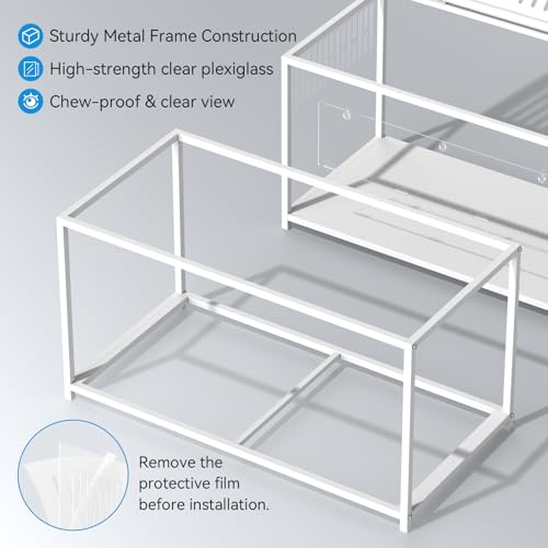 Large Metal Hamster Cage - Chew Proof Syrian Hamster Cage & Habitat with Acrylic Panels, Top Open, Breathable, Big Hamster House for Gerbils, Guinea Pigs, 40.5 x 20.4 x 22 Inch, White