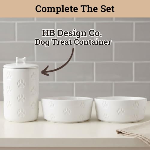 Ceramic Dog Bowl Set of 2 with Anti-Skid Base 7.5" W x 3" H, 6 Cup Capacity | Thick Ceramic, Dishwasher Safe, Anti-Skid Rubber Base, 6 Cups per Bowl, Ceramic Food & Water Bowls Set of 2 for Large Dogs - color: White, size: Large
