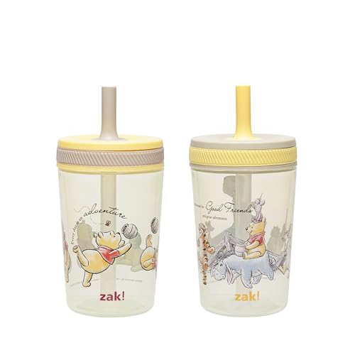 Zak Designs Disney Winnie the Pooh Kelso Toddler Cups For Travel or At Home, 15oz 2-Pack Durable Plastic Sippy Cups With Leak-Proof Design is Perfect For Kids (Winnie the Pooh & Friends) | BPA Free, Plastic, Sippy Cups, Cup Holder Friendly, Dishwasher Saf