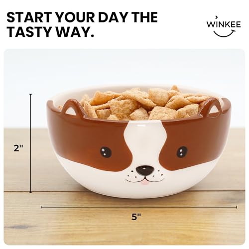 Winkee - Cereal Bowl Dog Style I Adorable Ceramic Bowl with Dog Features I Stoneware in Cute Dog Design