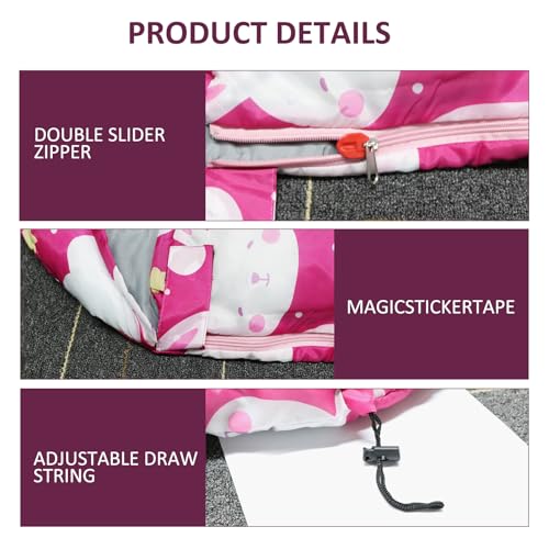 Kids Sleeping Bags - Camping Sleeping Bags with Carry Bag - Compact Sleeping Bag for Hiking, Backpacking 3 Season Warm & Cool Weather, Lightweight Waterproof Outdoor Travel for Boys Girls - color: Pink