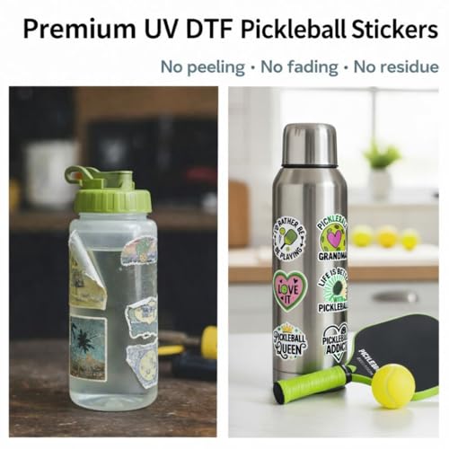 16pcs UV DTF Stickers Pickleball - Crystal Decals with Funny Pickleball Sayings, Waterproof Decals for Tumblers, Water Bottles Pickleball Gifts for Women Birthday Christmas Funny Gift - style: 16pcs Pickleball Cup Stickers