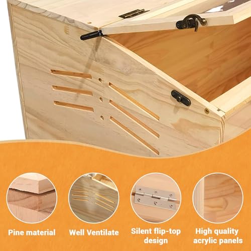 Wooden Hamster Cage, Large Hamster Habitats Enclosure Tank with Lock, Acrylic Sheet & Openable Top, Small Animal Cage for Chinchilla, Guinea Pig, Gerbil 40'' l