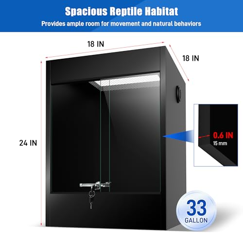 PVC Tall Reptile Tank 33 Gallon Reptile Enclosure Terrarium, Front Opening Bearded Dragon Tank 24"x18"x18" with Sliding Doors & Screen Ventilation, Enclosure Habitat for Snakes, Geckos, Lizard, Frog - size: 33Gallon