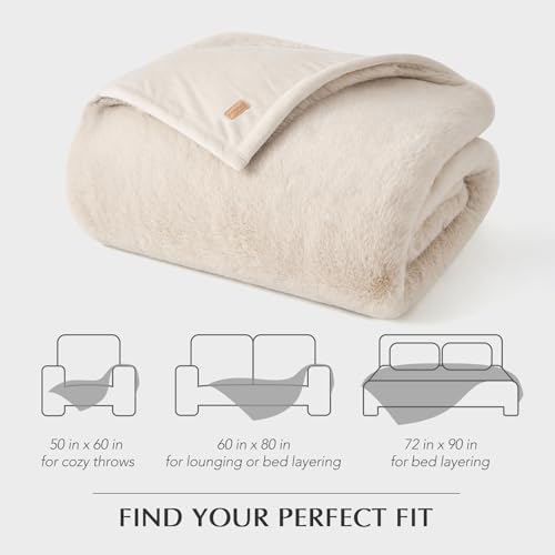 EVERGRACEHOME Faux Chinchilla Fur Throw Blanket, 72"x90", Birch Mink | Luxury, Super Soft, 1220GSM, Fluffy Cozy Mink, Reversible Velvet Back, Warm Thick Heavy Winter Queen Blanket for Bed, Gift - color: Birch Mink, size: 72"x90"