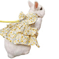 Rabbit Leash and Harness Set Adjustable Bunny Rabbit Dress Rabbits Clothes Outfit for Small Pet Ferret Guinea Pig Kitten Puppy (Yellow,L) - color: Yellow, size: L