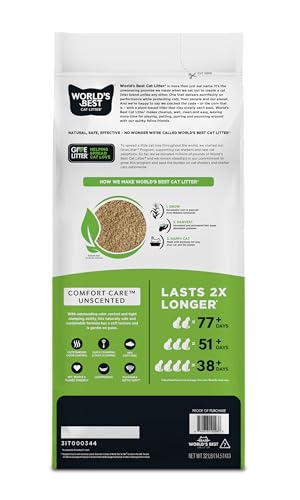 World's Best Cat Litter, Comfort Care, Unscented, Odor Control, 32 lb Bag - size: 32 lb