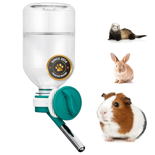 Choco Nose No-Drip Small Animal Water Bottle - Leak-Proof Patented Nozzle Helps Prevent Pet Cage Mess & Wet Bedding - Guinea Pig, Rabbit, Ferret, Hamster - BPA Free, Easy Install, 10.2 fl oz (C128) - color: C128 Green, size: Guinea Pigs-Small Bunnies-Ferr