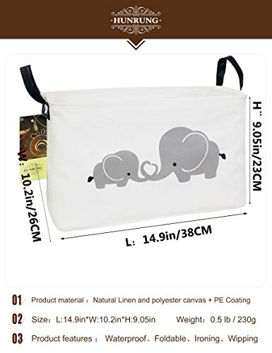 Rectangle Foldable Storage Basket Handles For Home, Love Elephant | Waterproof reinforced handles, perfect for shelf use, organizes clothes, daily items and pet supplies - color: Rec-Love-Elephant