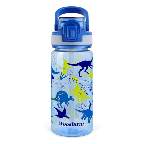 Kids Water Bottle for School, 16 Oz Plastic Water Bottle, 1 Pack | Silicone Spout, Pop-Up Cover, BPA Free & Dishwasher Safe, Dinosaur - color: Dinosaur, size: 16.2 Ounces