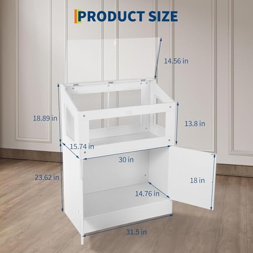 Hamster Cage with Storage Cabinet, Clear Acrylic Small Animal Enclosure with Ventilated Design, Habitat for Hamsters, Gerbils, Rats, Guinea Pigs and Hedgehogs