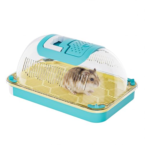 Small Animal Carrier & Insect Carrier with Clear View Lid | Ventilated Habitat Box & Removable Tray for Hamsters, Lizards, Hermit Crabs, Insects, Butterfly Habitat Observation - color: BLUE