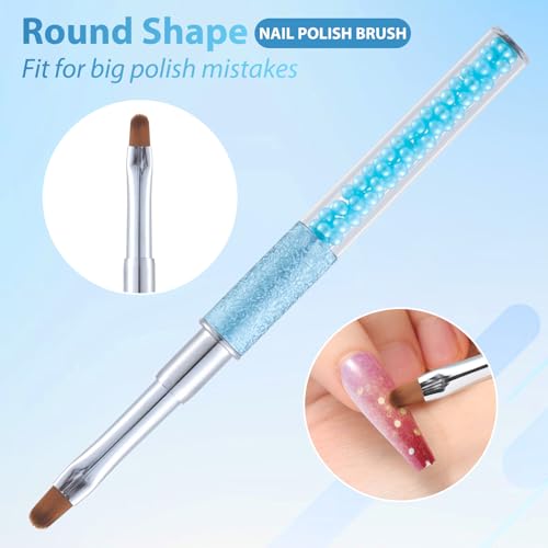 3Pcs Nail Art Clean Up Brushes Nail Brushes Cleaning Polish Mistakes | Cleaning Polish Mistakes on the Cuticles Acetone Resistant Nail Brush Fingernail Cleaning Brushes for Nail Art and Designs - color: Pearl Blue