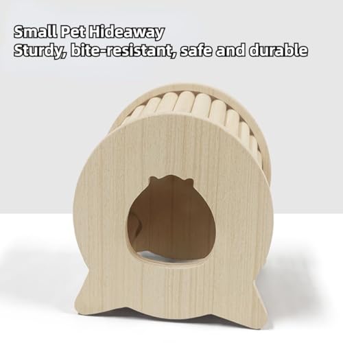 Hamster Wooden Hideout House Natural Wood Pet Rats Climbing Play Hut Hideaway Room for Small Chicken Hedgehogs Chinchilla Habitat Pet Cage Accessories (E) - style: E