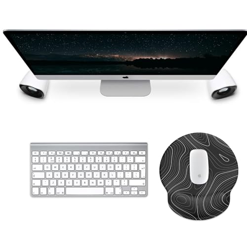 Mouse Pad with Wrist Rest, Comfortable Computer Mousepad with Gel Wrist Support Smooth Surface and Non-Slip PU Base for Pain Relief, Laptop, Office & Home (Black Line) - color: Black Line