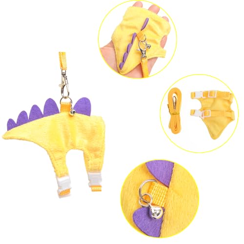 Small Animal Harness and Leash Set, Adjustable Escape Proof Ferret Harness Vest for Adult Ferret, Meerkat, King Squirrel & Fancy Rat, Soft Comfortable Pet Walking Harness with Leash - color: Yellow